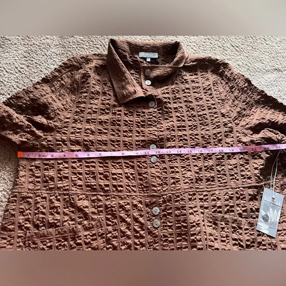 NWT Habitat Button Front Textured Sz L Lightweight Jacket in Choco Brown Artsy - Picture 10 of 12